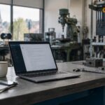 IA générative en PME : ordinateur portable ouvert dans un atelier belge