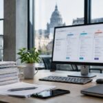 Fournisseur Peppol : écran d'ordinateur affichant une interface de comparaison de fournisseurs floue et illisible
