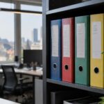 Formes de société en Belgique : classeurs de couleurs différentes sur une étagère de bureau