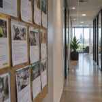 Métiers en pénurie : tableau d'affichage régional avec des offres d'emploi floutées épinglées
