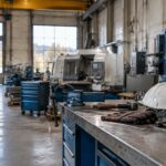 Métiers en pénurie : établi industriel wallon avec outils et casque de protection