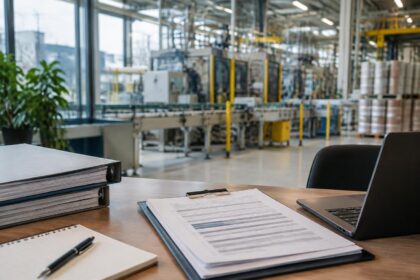 Norme VSME : questionnaire fournisseur relié posé sur un bureau