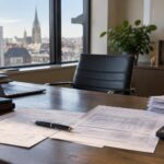 Rémunération du dirigeant : relevé de rémunération et bulletin de dividendes posés sur un bureau de direction belge