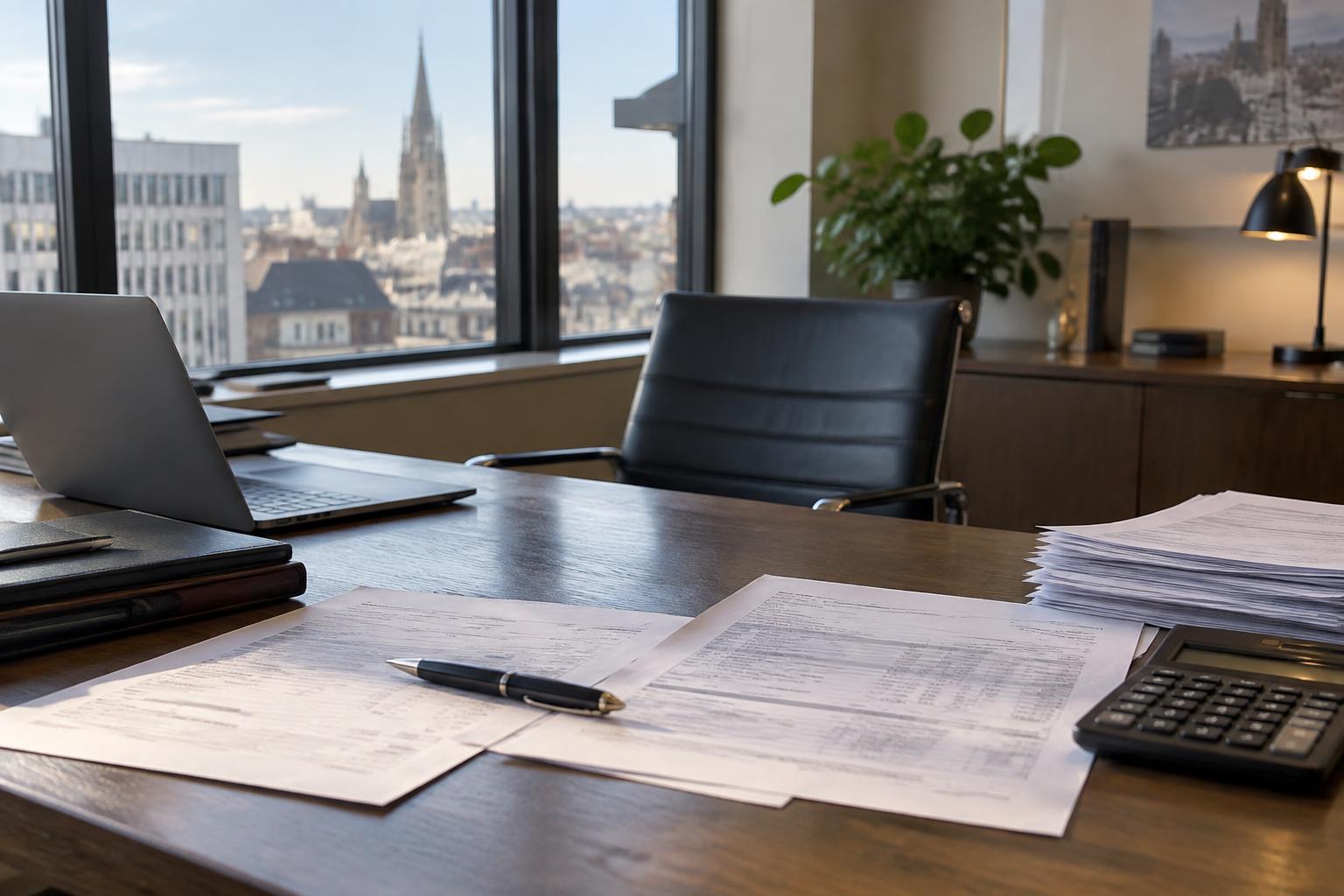 Rémunération du dirigeant : relevé de rémunération et bulletin de dividendes posés sur un bureau de direction belge