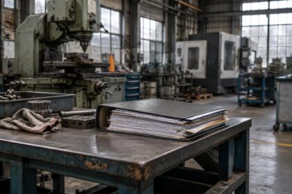 Réorganisation judiciaire : atelier industriel belge silencieux avec machines à l'arrêt