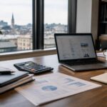 Se financer sans banque : bureau avec ordinateur portable et documents financiers